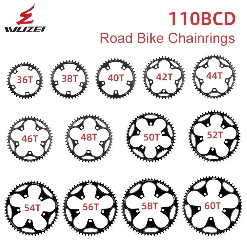WUZEI 110BCD Xe đạp đường trường 110 bcd chainring 5 bu lông 36T 38T 40T 42T 44T 46T 48T 50T 52T 54T