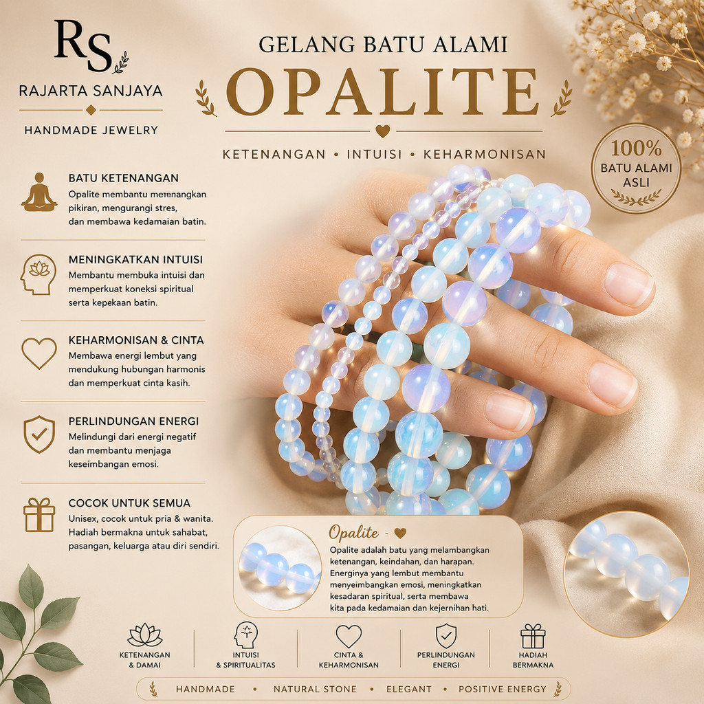 Vòng tay đá mặt trăng Opalite