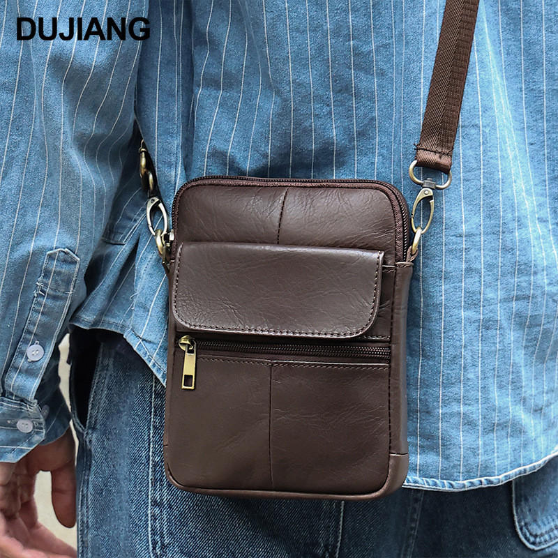 New genuine leather men's crossbody bag, men's bag, phone bag, cowhide shoulder bag, vintage casual 