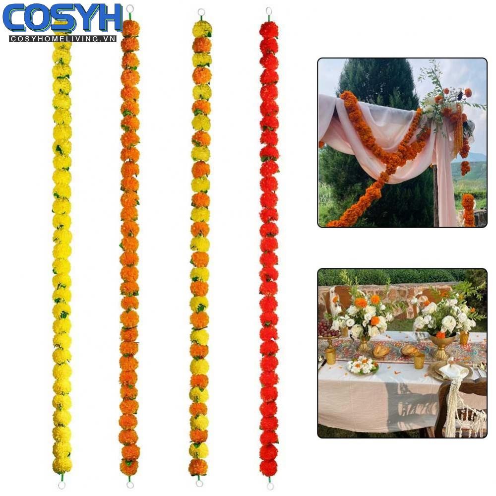 <cosyh>5pcs Plastic Marigold Garland 155cm for Halloween Wedding and Diwali Decorations