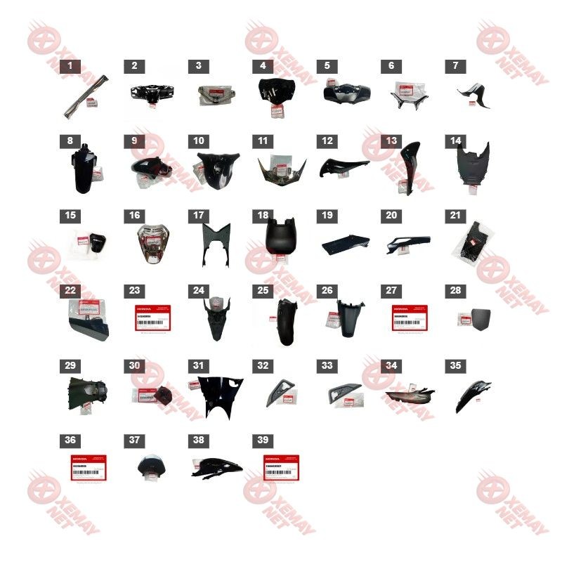 Bộ Nhựa - Dàn Vỏ - Dàn Áo Sh 125 / 150 Năm 2020 Màu Đen Bóng - Nh25