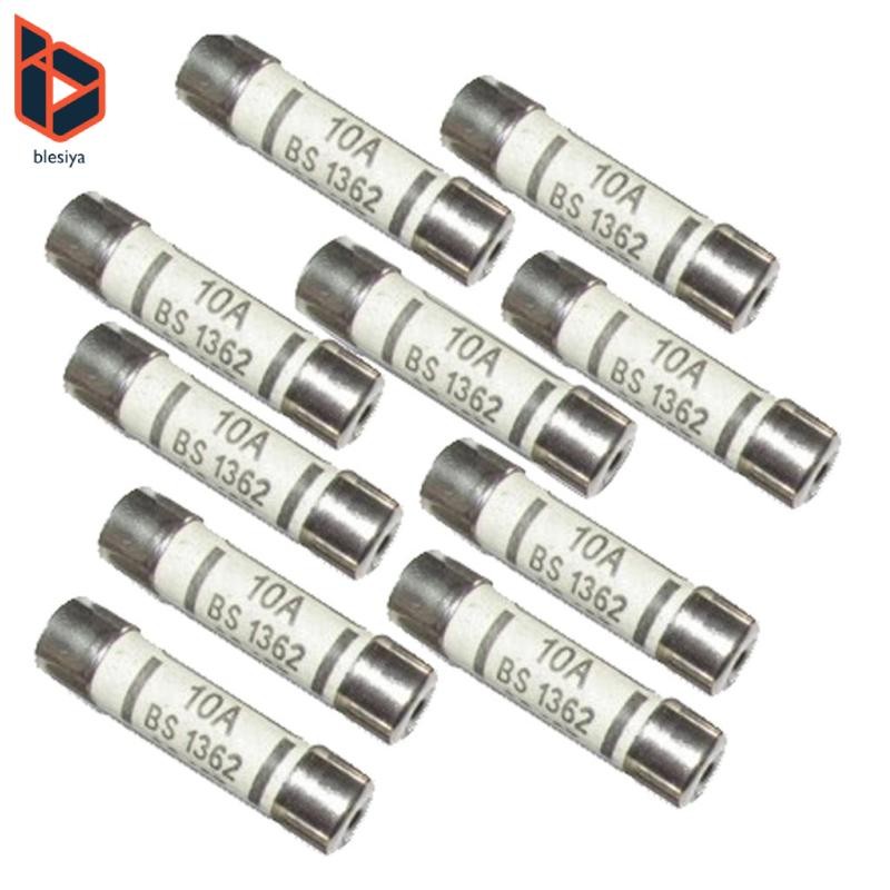 10x Cầu Chì Gốm Cầu Chì Ống BS1362 10A Điện Văn Phòng Tại Nhà Phích Cắm Chính