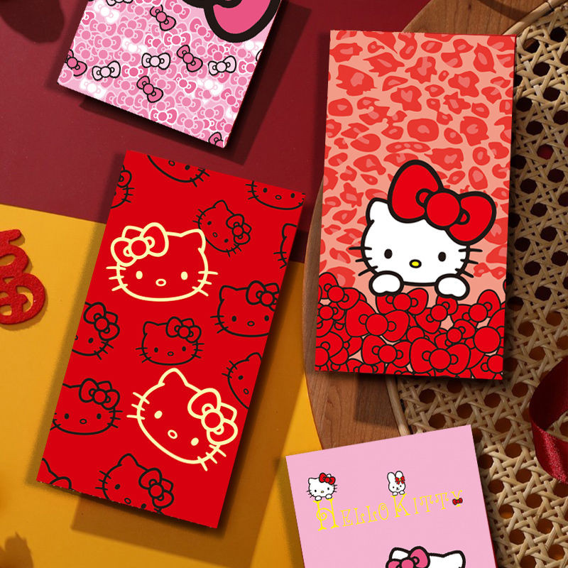 Hello Kitty Hello Kitty Hellokitty Túi phong bì màu đỏ dễ thương Hello Kitty Hello Kitty dễ thương e
