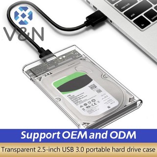 Ổ cứng gắn ngoài trong suốt V & N Vỏ SSD HDD 2.5or3.0 Inch Micro-b sang USB3.1 Vỏ ổ đĩa 4TB Tương thích Máy tính xách tay UASP SATA III.