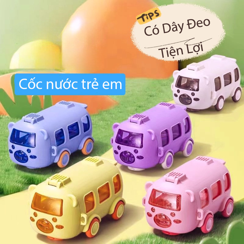 Bình Nước ô tô xe buýt 500ml, Cốc nước trẻ em, Vẻ ngoài ưa nhìn, Có Dây Đeo Tiện Lợi