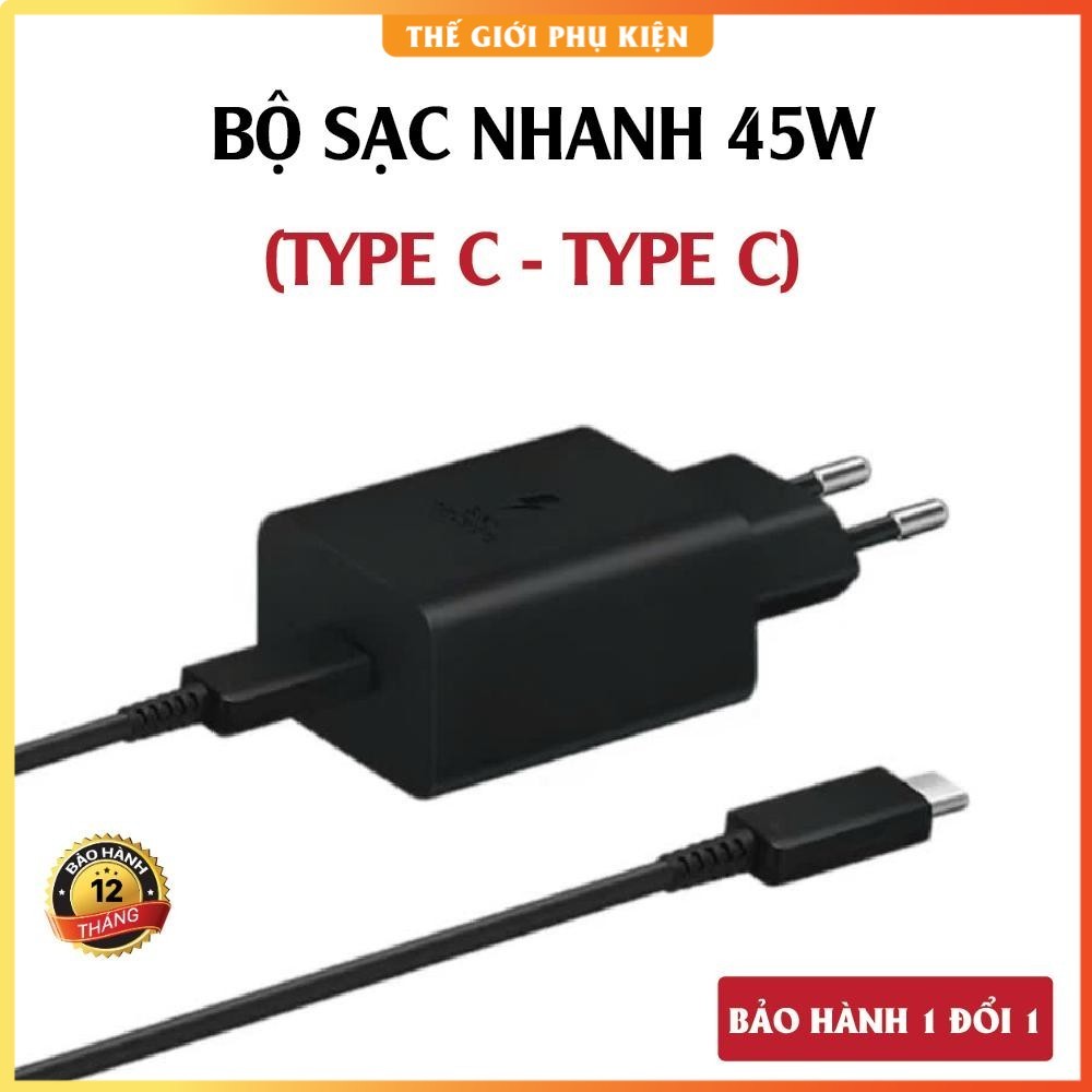 Bộ sạc nhanh 45W Type C to Type C cho các dòng máy SS. Dây sạc 45W dành cho Android / SAM chân (C - C), Cốc sạc 45W .