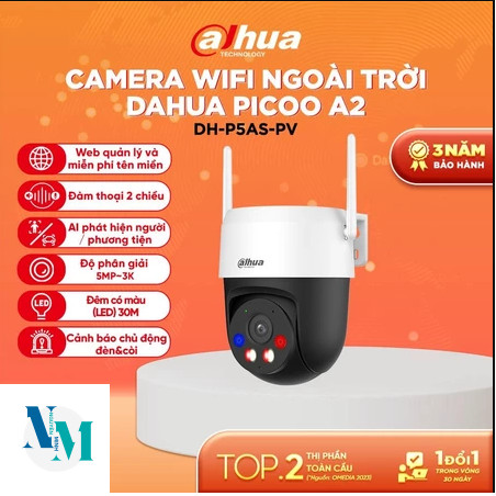 Camera Wifi Ngoài Trời Dahua P3AS/P5AS 3MP/5MP, Đàm thoại 2 chiều, Chống nước ,Cảnh báo đèn và còi.