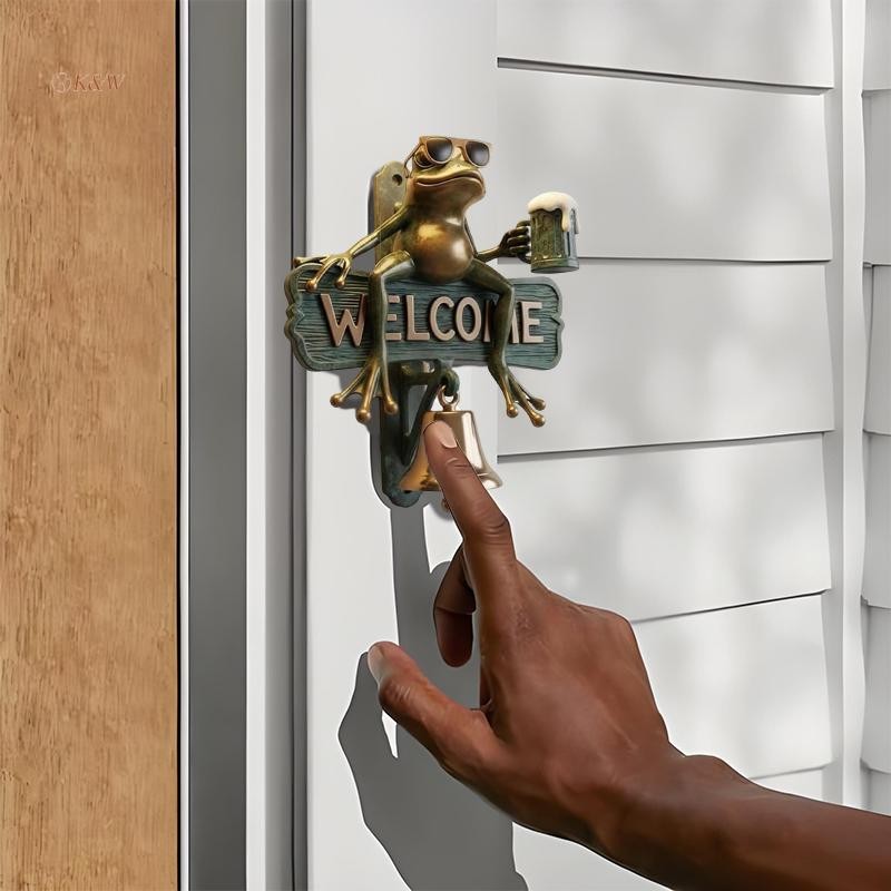 K & W Chill Frog Wee Doorbell, Chill Frog Wee Sign Con ếch uống bia vẽ tay kèm kính râm vn