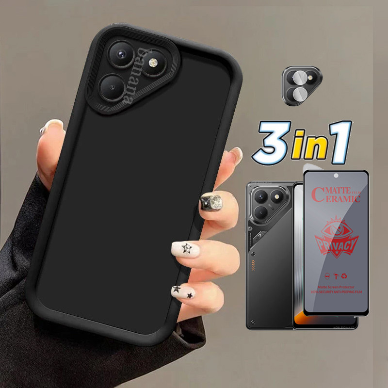 Ốp điện thoại chống sốc 3in1 Tecno Pova 7 cho Tecno Pova 7 5G Pova 7 Kính cường lực siêu gốm + Phim 