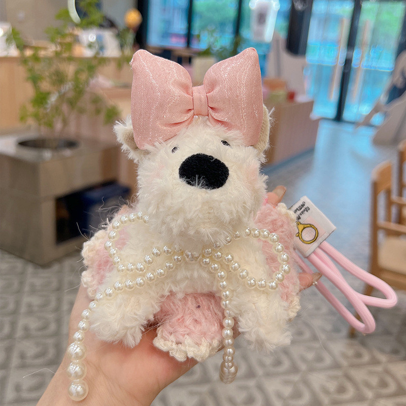 【Ready Stock】 Cute West Highland Wool Skirt Car Key Ring Puppy Cartoon Doll Ornaments Girl's Heart N