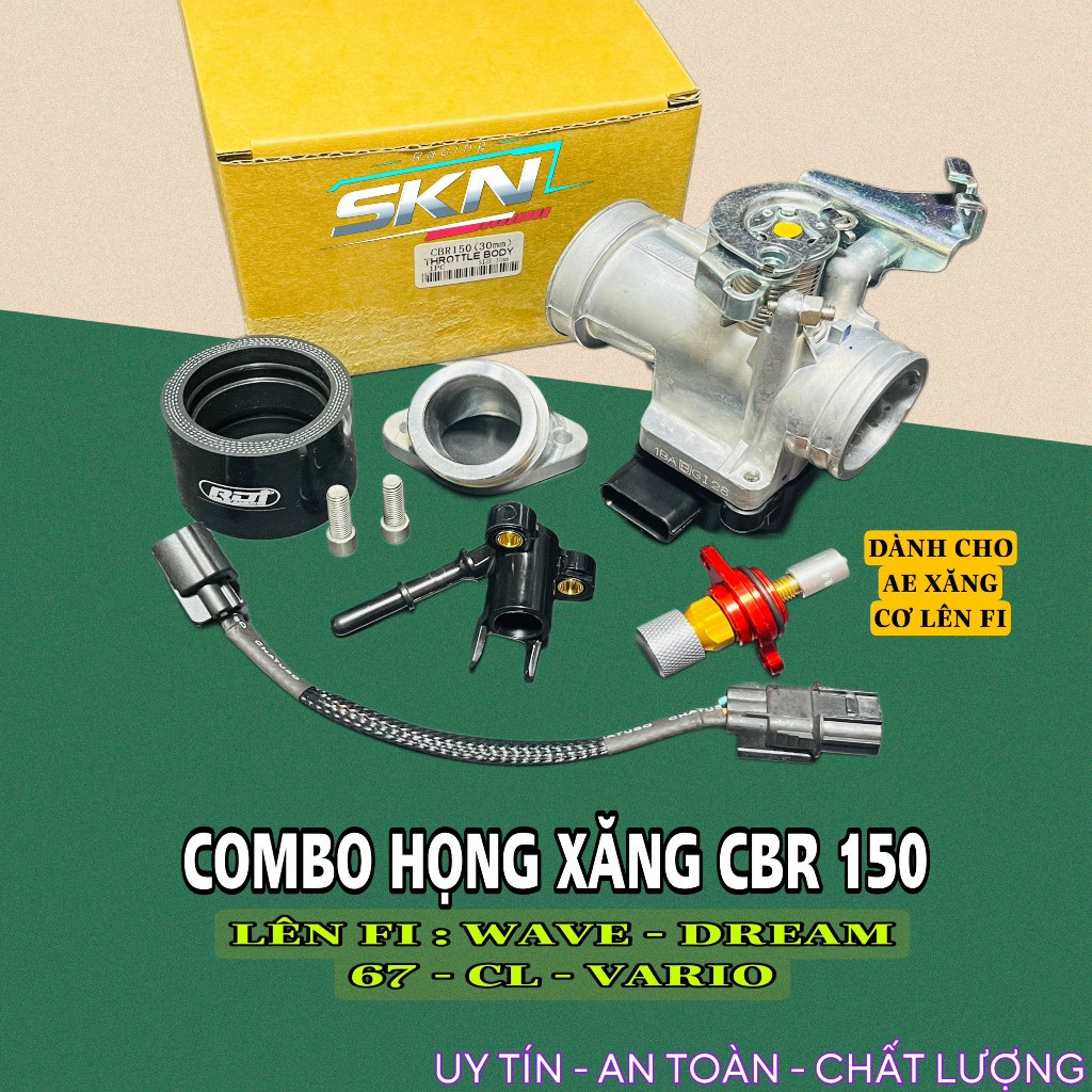 Combo họng xăng CBR 150 cho xe lên fi wave, dream, 67, cl, vario >>