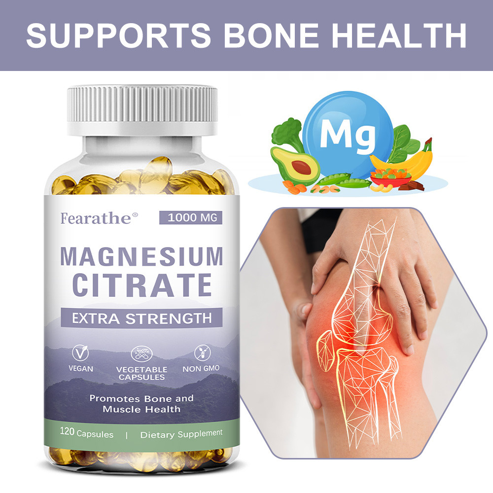 Thực phẩm bổ sung magie citrate hỗ trợ sức khỏe xương và cơ, hỗ trợ thư giãn và bình tĩnh, thúc đẩy 