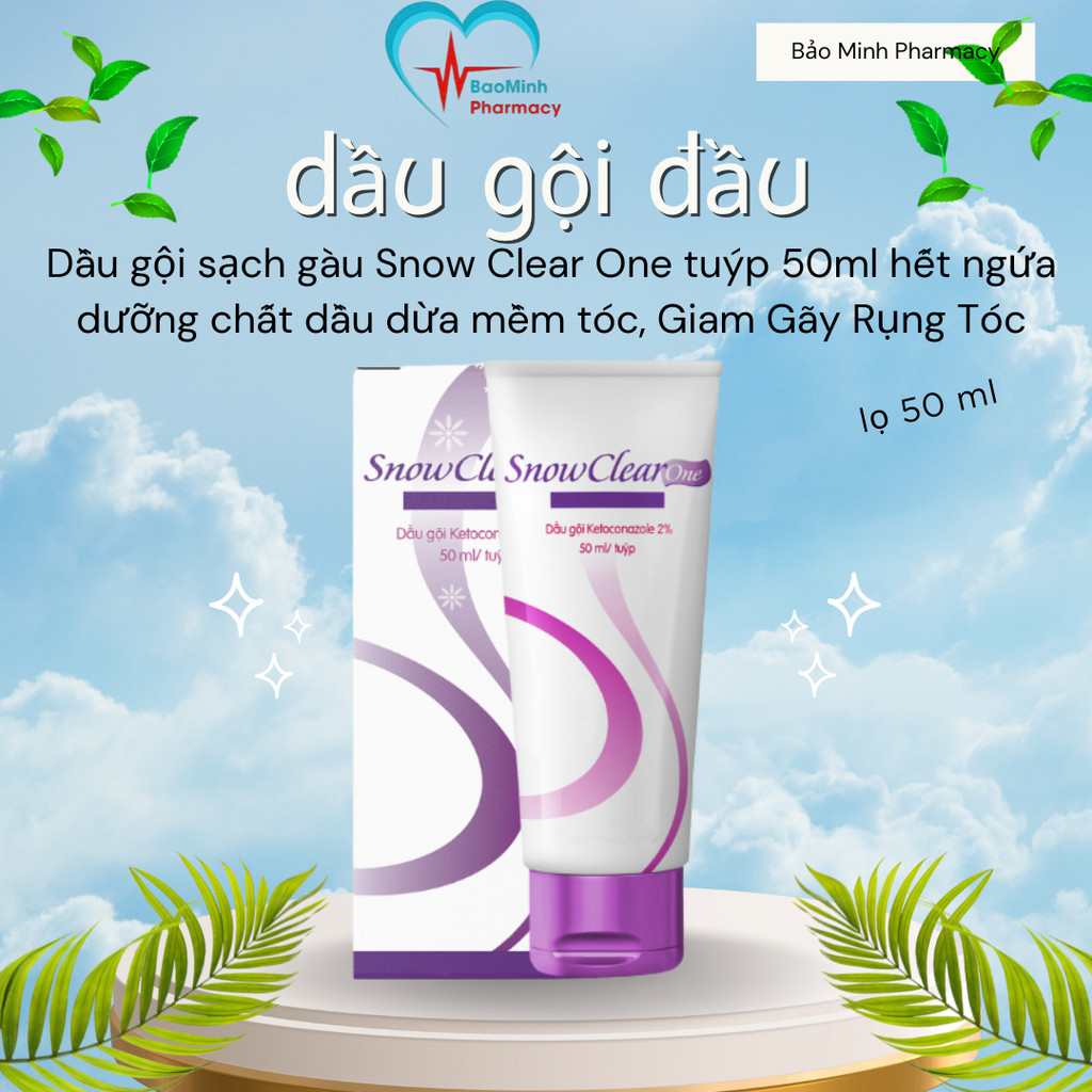 Dầu gội sạch gàu Snow Clear One tuýp 50ml hết ngứa dưỡng chất dầu dừa mềm tóc, Giam Gãy Rụng Tóc