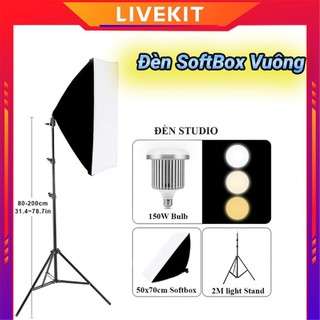 Bộ Đèn Softbox Vuông 50x70cm Chân 2m1 LIVEKIT – Đèn Quay Phim, Chụp Ảnh, Livestream Chuyên Nghiệp