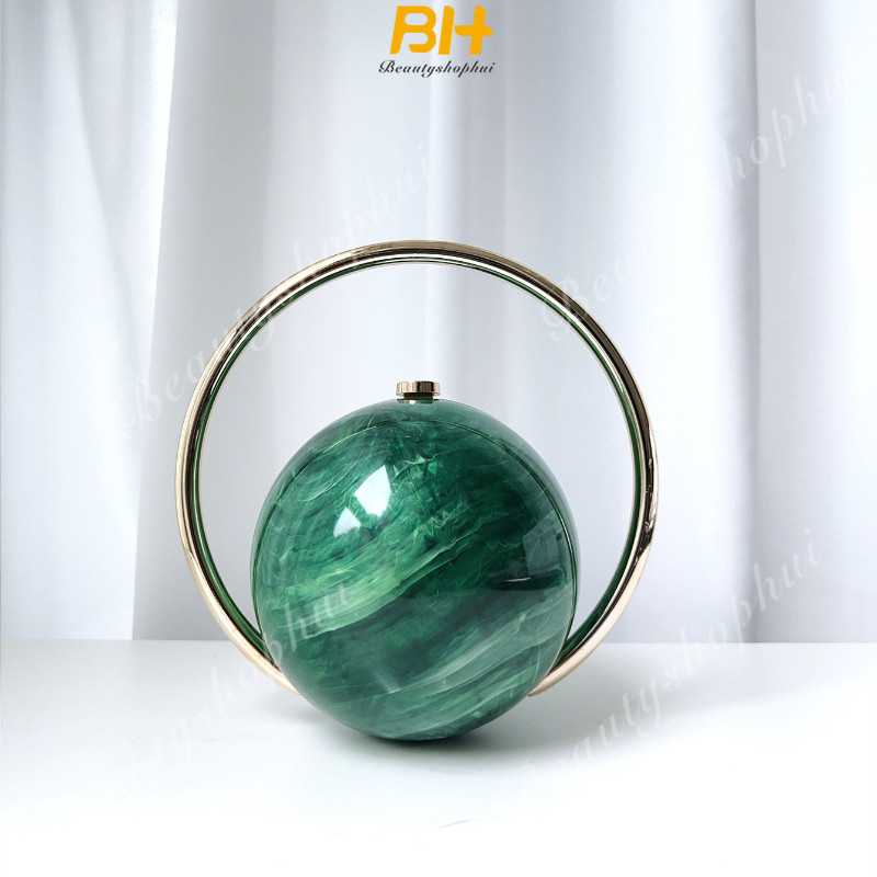 Túi dạ hội hình cầu mới họa tiết đá cẩm thạch Túi xách nữ đơn giản