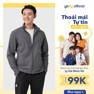 Áo khoác gió nam YODY khoác thể thao, chống nắng, kéo khóa, hạn chế nhăn nhàu SKM7001