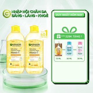 Bộ 2 nước làm sạch và tẩy trang dưỡng sáng da Garnier Micellar Water Vitamin C 400ml x 2