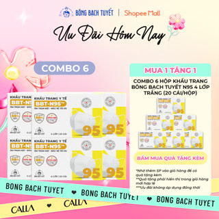 [HSD: 2027] Combo 6 Hộp Khẩu Trang Bông Bạch Tuyết N95 - Trắng (20 cái/hộp)