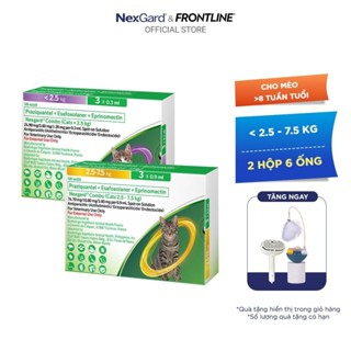 [Combo 02 hộp 6 ống] NexGard COMBO - Ống nhỏ gáy phòng nội, ngoại ký sinh cho Mèo