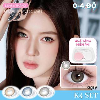[K4 0-4độ]lens đen Kính áp tròng Mystic Eyes1 Cặp, 14,5mm, Màu Nâu / Xám / Xanh Dương, 6 Tháng, Đường Kính Lớn, Mở Rộng
