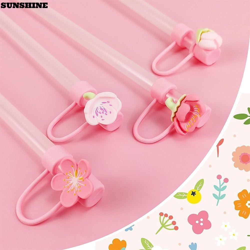 SUNSHINE Ống Hút Đầu Có, Niêm Phong Tốt Dự Tiệc Cung Cấp Ống Hút Topper, Hoa Nhỏ Gọn Chống Bụi Ống H