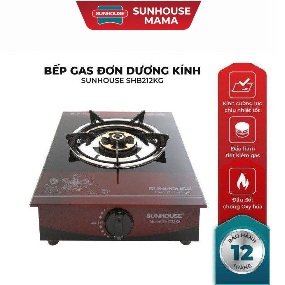 Bếp gas đơn dương kính sunhouse SHB212KG