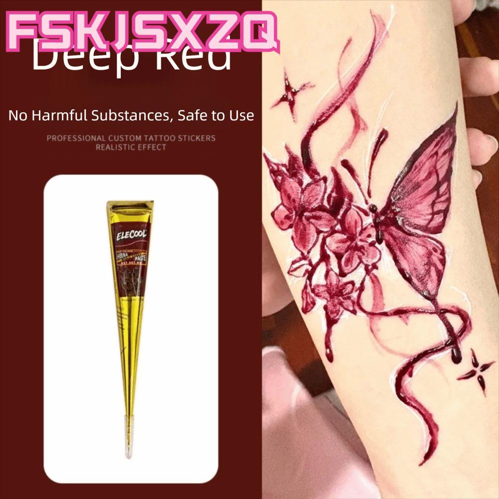 FSKJSXZQ Henna Paste Cone, Kem xăm Henna tạm thời dễ sử dụng, Kem xăm Henna Bán vĩnh viễn Màu nâu đe
