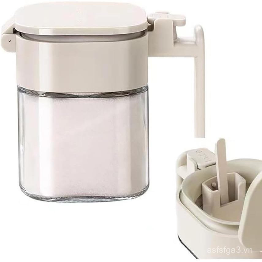 400mlSpiceJarsWithSpoon, GlassCondimentContainersWithLids, Hộp đựng gia vị. (ASeparatePlacetoPlaceSp