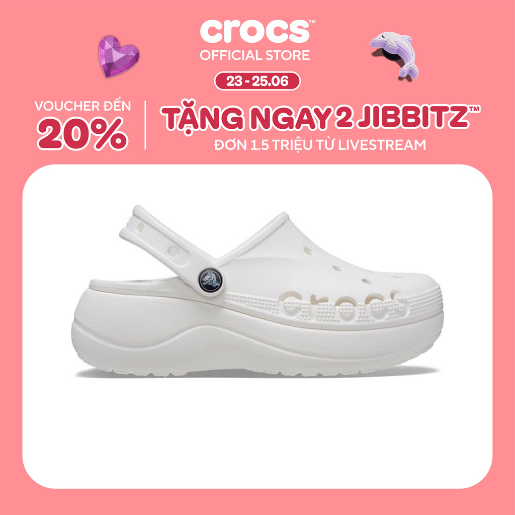 Giày Clog Nữ Crocs Baya Platform - White - 208186-100