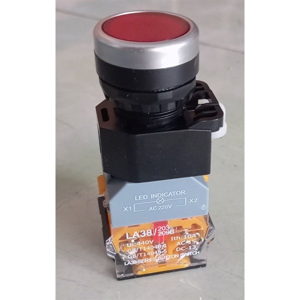 Nút nhấn nhả có đèn Đỏ 220V LA38-11DN