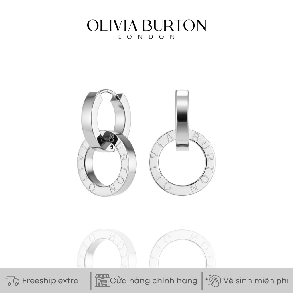 Khuyên tai Olivia Burton Honeycomb Toggle màu bạc