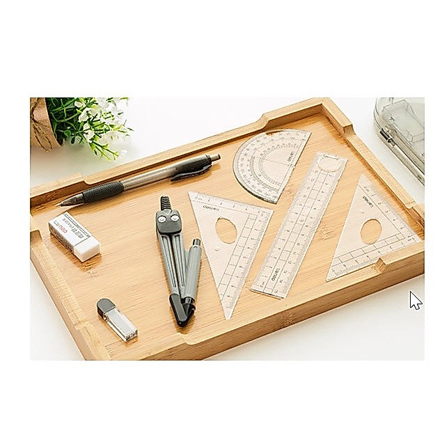 [HCM] Bộ Dụng Cụ Học Sinh Deli 9597 / Deli 79529 |  Bộ thước kẻ 4 món đo độ, eke học sinh Deli | Del