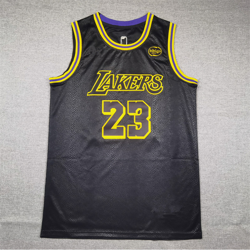 Thêu LAKERS 23 Đen Rắn In JAMES Đồng Phục Bóng Rổ Áo Thể Thao LAKERS JAMES