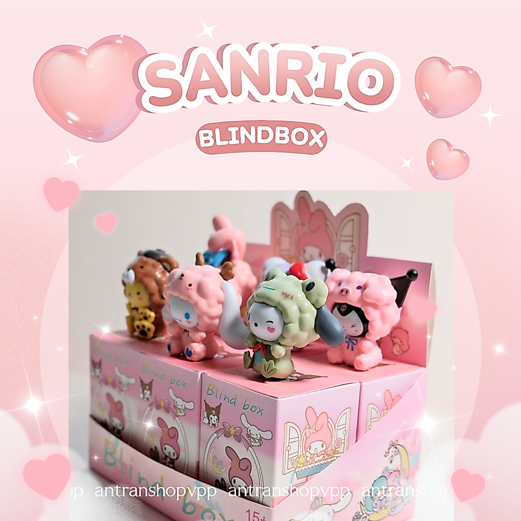 (Sanrio) Blindbox hộp mù bất ngờ set 6 nhân vật Sanrito Kuromi, Melody, Kitty, Melody, Pompompurin .