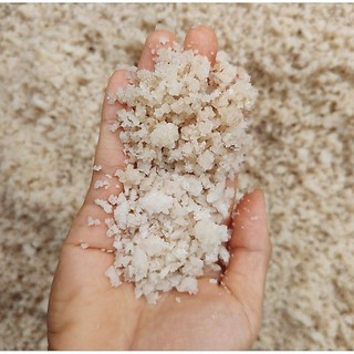 Muối hạt Bạc Liêu 1 kg dùng để ăn và làm mẹo phong thủy tăng Dương khí, màu hơi đục, có lẫn cục đen là rong tảo đất