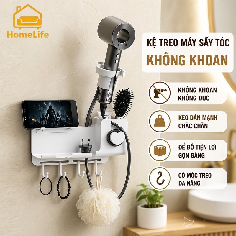Gia Treo May Say Toc Dan Tường Khong Khoan Xoay 360 Chong Nuoc Co Moc Ke De Do Nha Tam ABS