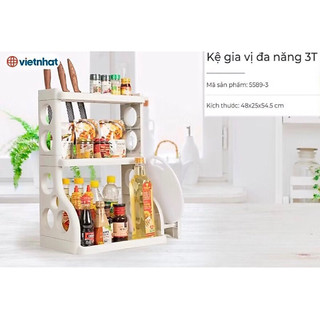 Kệ gia vị đa năng 2, 3 tầng việt nhật có chỗ cài dao, để thớt tiện lợi