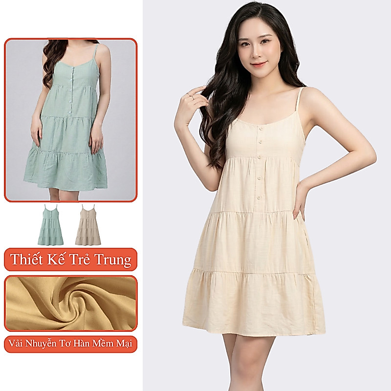 Váy Ngủ 2 Dây Nữ Madela Đũi Hàn Cao Cấp. Đầm Ngủ 2 Dây Trong Bộ SP: Đồ Ngủ 2 Dây Mặc Nhà, Đầm Ngủ 2 