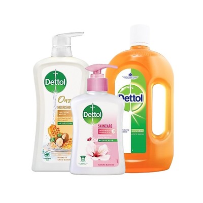 [Hannah Olala x Dettol] Combo Kháng Khuẩn Toàn Diện: Dung Dịch Diệt Khuẩn 1L+Sữa Tắm Kháng Khuẩn 950g+ Nước Rửa tay 250g