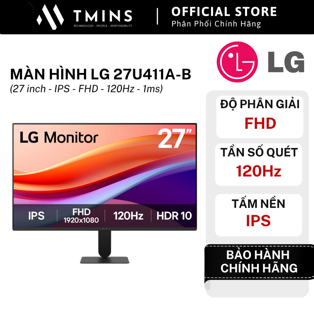 Màn Hình LG 27U411A-B (27 inch - IPS - FHD - 120Hz - 1ms)  | Thiết kế 4 cạnh siêu mỏng - Chính hãng