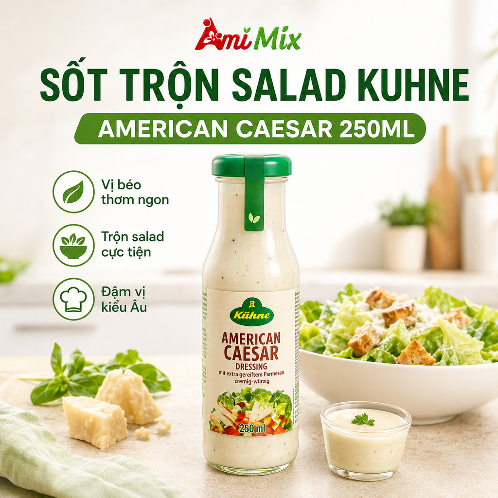 Sốt trộn Salad KUHNE Kiểu Mỹ American Caesar 250ml Sốt Trộn Salad Cao Cấp
