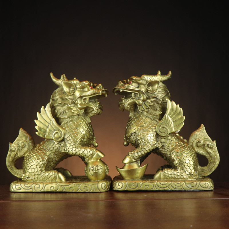 Yang Tongji Kim Loại Thủ Công Quà Tặng Văn Phòng Tại Nhà Giàu Có May Mắn Kirin Ngồi Đồng Kirin Kirin