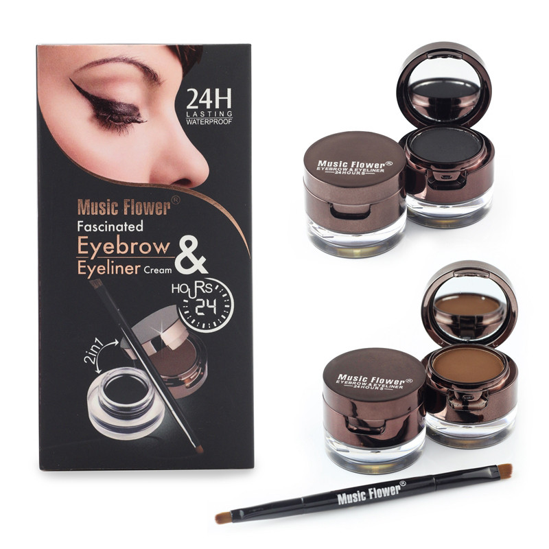 Music Flower Brown + Black Gel Bút Kẻ Mắt Phấn Lông Mày
