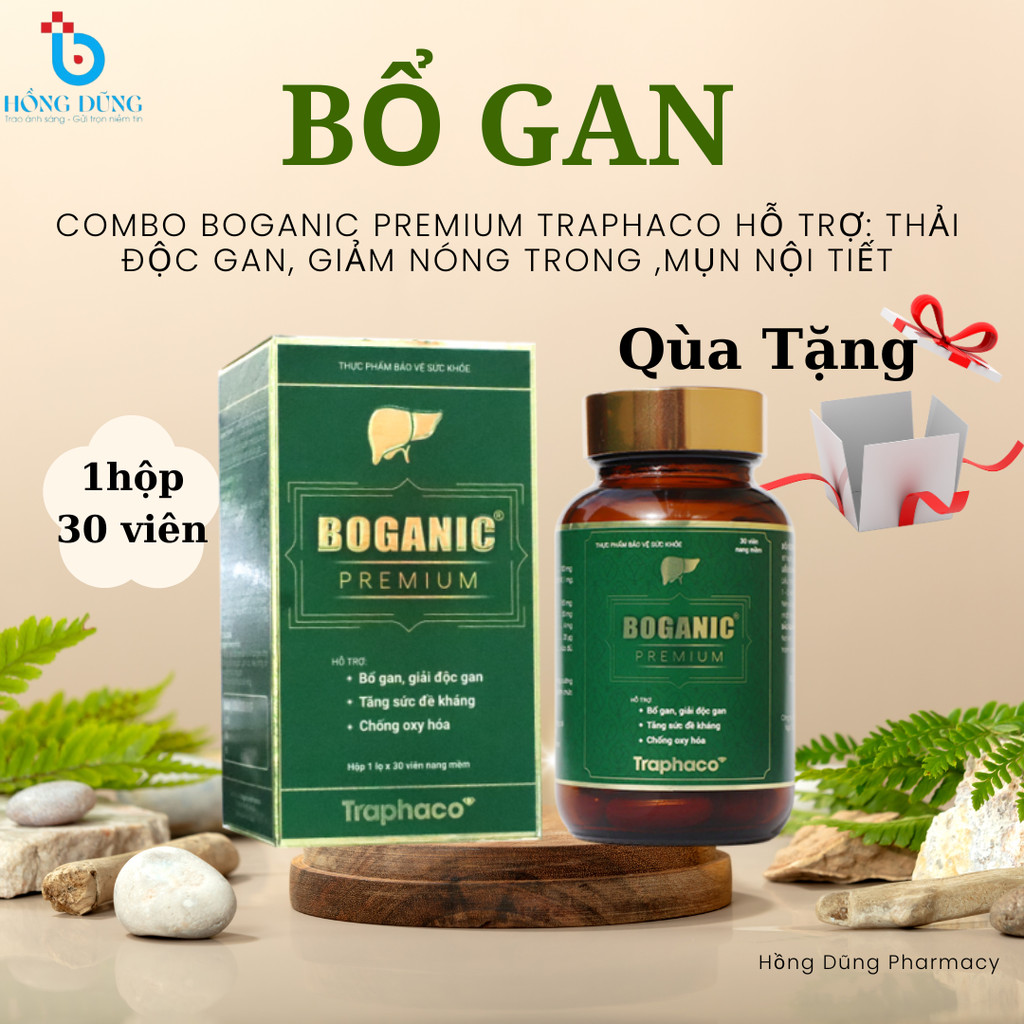 Combo Boganic Premium Traphaco Hỗ Trợ: Thải Độc Gan, Giảm Nóng Trong ,Mụn Nội Tiết