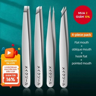 Nhíp Chính Xác Thép Không Gỉ Cho Lông Mày Tẩy Lông Mặt Đầu Đen Đầu Góc Đầu