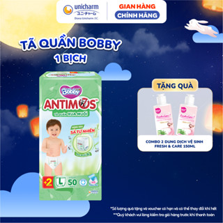 Tã Quần Xua Muỗi Bobby Antimos - Hàng Rào Sả Tự Nhiên - Size M 52 miếng/L 50+2/XL 48+4/XXL 46 +6