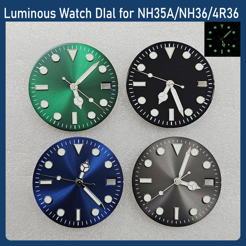 Mặt số đồng hồ phát sáng 28,5mm cho SEIKO Mod Refit NH35 NH36 4R36 Phong trào triệt để Hoa văn chống