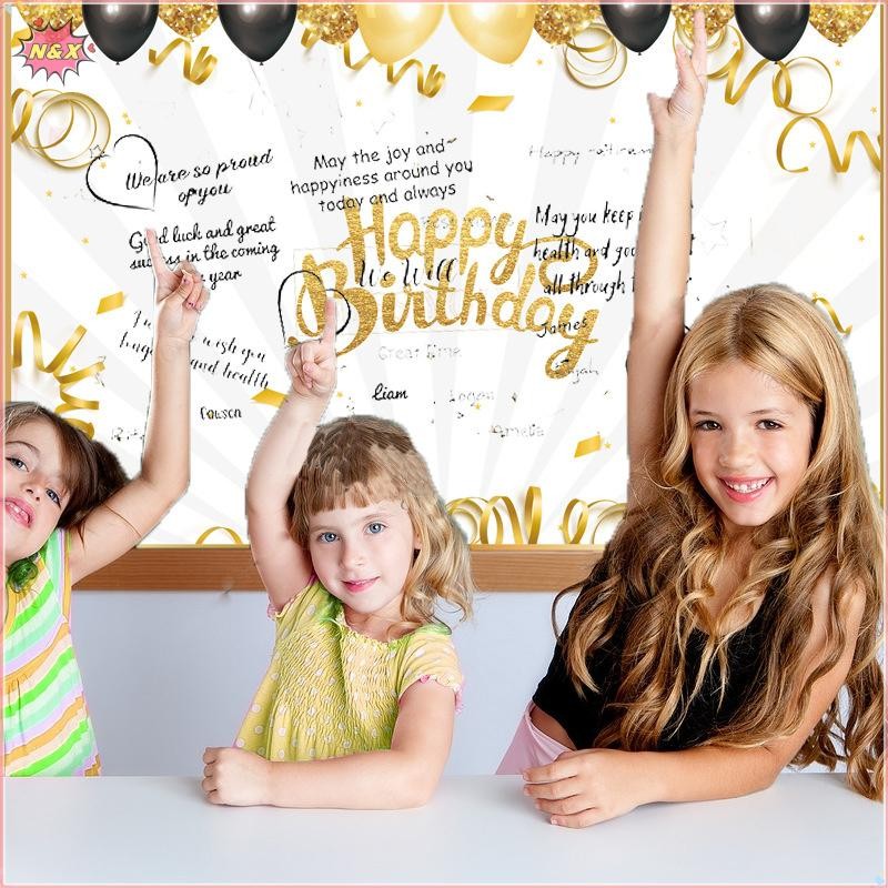 N & X New Happy Birthday Gold Giant Birthday Guestbook Messagememorative Card.