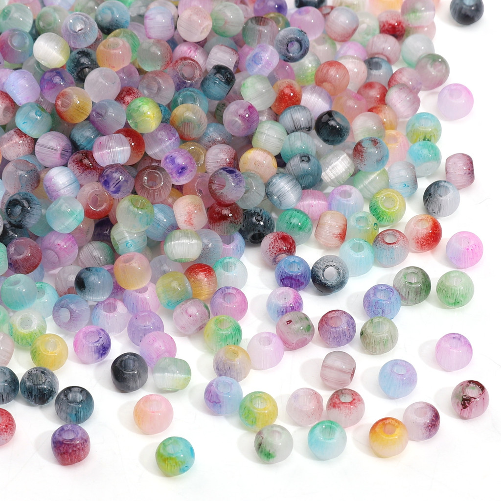 Hạt Thủy Tinh Trong Suốt 4mm - Two-Tone Mắt Mèo cho DIY Trang Sức