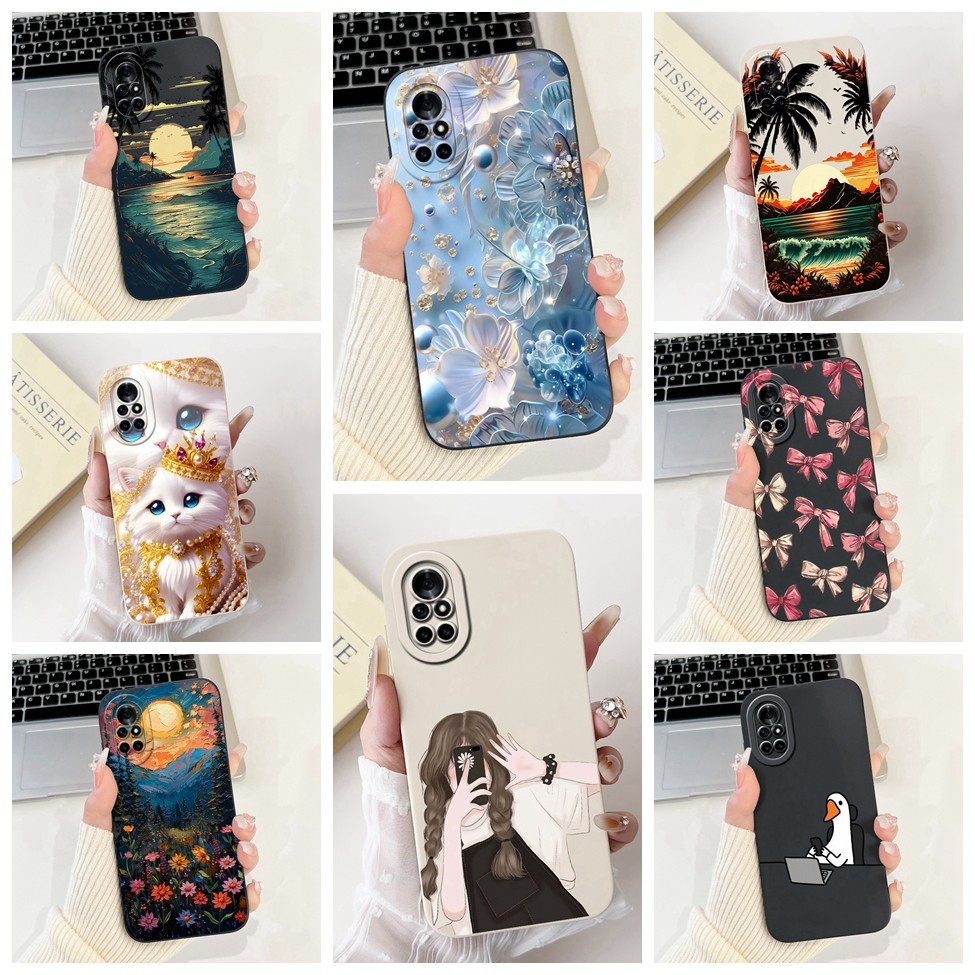 Ốp lưng Huawei Nova 8 ANG-L02B Silicone Hoa thời trang sang trọng Kawaii Vỏ điện thoại chống sốc hìn